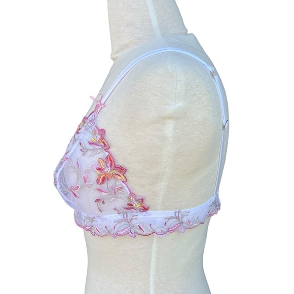 Lise Charmel Ete Frivole Wireless Bra Azalea Floral Embroidered Lace Large GUC - Picture 3 of 13